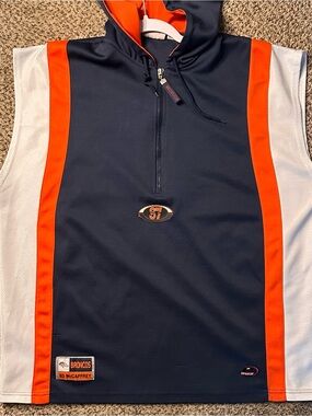 Denver Broncos ed mccaffrey Football sleeveless hoodie Vest Navy, Orange, White